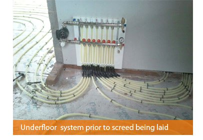 Underfloor  system prior to screed being laid